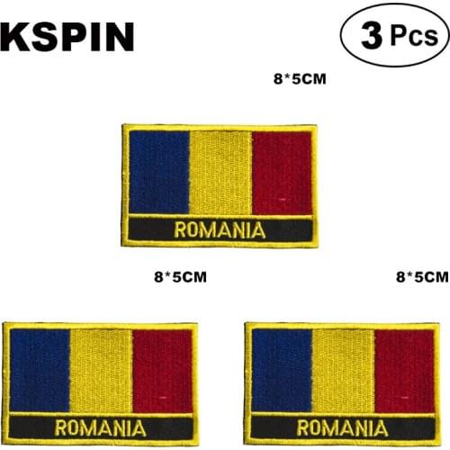 Romania Rectangular Shape Flag patches embroidered flag patches national flag patches for clothing DIY Decoration