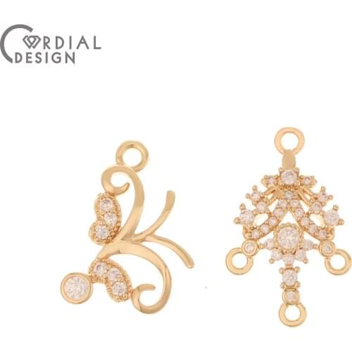 Cordial Design 50Pcs Jewelry Accessories/CZ Charms/DIY Making/Flower Shape/Earrings Findings & Components/Hand Made/Connectors
