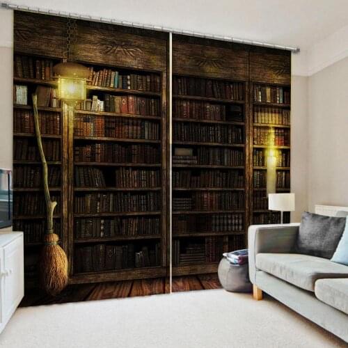 Photo brown bookself curtains 3D Window Curtains For Living Room Bedroom Customized size 3d curtains