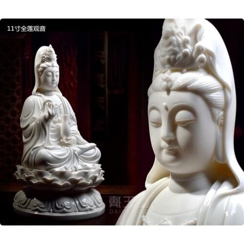 11 inches Guanyin Bodhisattva statuen Guanyin Buddha porcelain statues Avalokitesvara sitting on a lotus