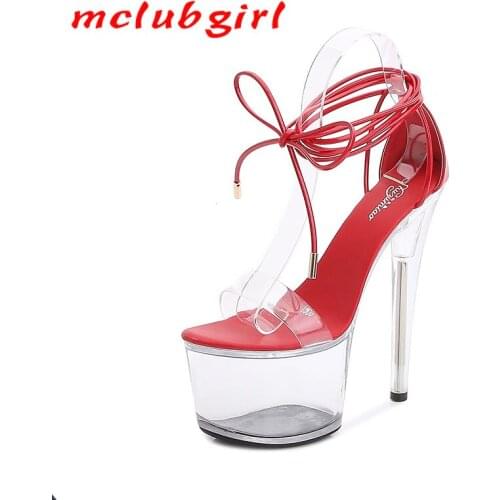 MCLUBGIRL Shoes For Women Transparent Female Sandals Clear Heels Female High-Heeled Sexy Pole Dance Shoes Platform Sandal LFD