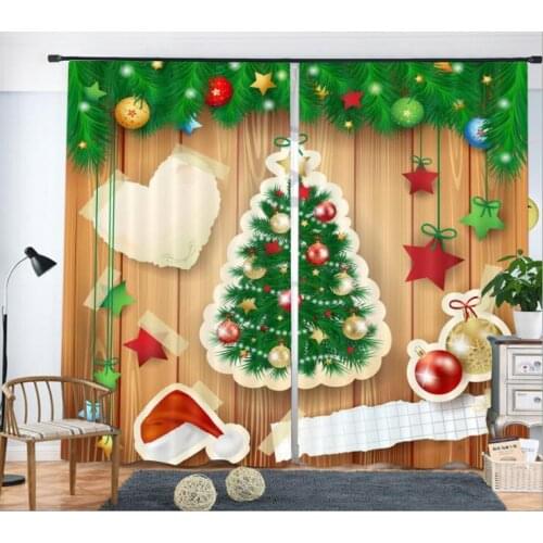 Christmas tree decorate 3D Blackout Window Curtain Living Room kids Bedroom Deal with gifts Cortina Drapes Rideaux pillowcase