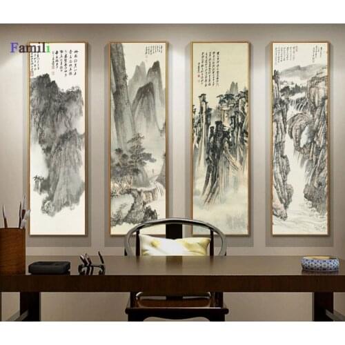 Affiche Vintage Canvas Painting Zhang Daqian Wall Art Picture for Living Room Posters and Prints Home Decoration