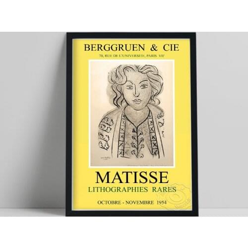 Henri Matisse 1954 Vintage Lithographe Exhibition Poster, Matisse Berggruen & Cie Art Canvas Painting, Colored French Home Decor