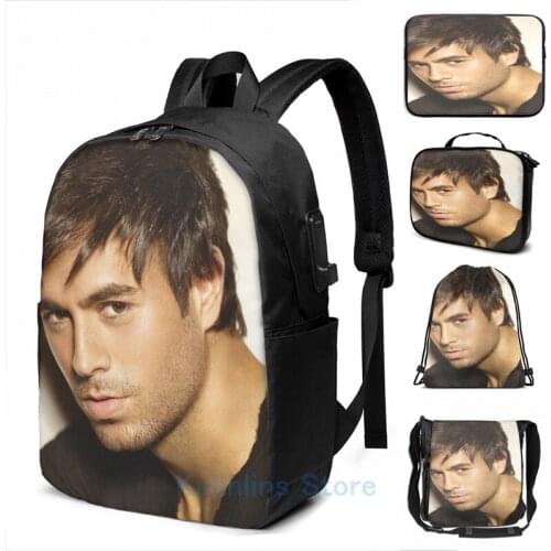 Funny Graphic print enrique iglesias dualimavandi USB Charge Backpack men School bags Women bag Travel laptop bag