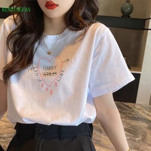 Summer Tee Love Watercolor Heart 90s Women T Shirt Girl Harajuku Short Tops Kawaii Female T-shirt High Quality Aesthetic Shirt