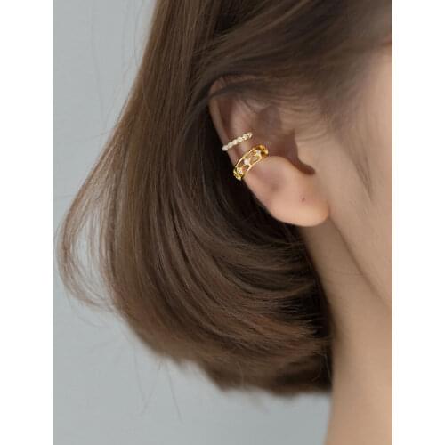 AIFENAO 925 Sterling Silver Clip Earrings Without Piercing Gold CZ Ear Cuff For Women Korean Earcuff Jewelry Girl Gift Wholesale