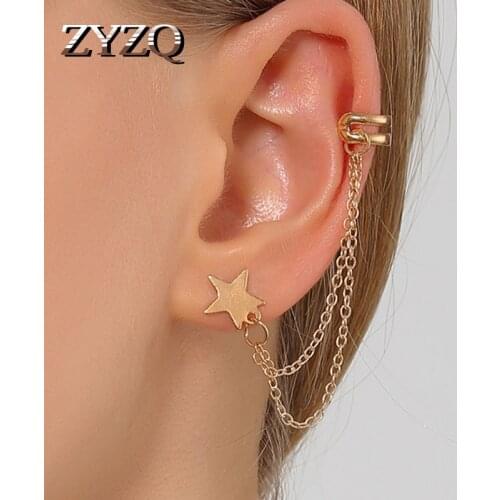 ZYZQ 1Pcs Sweet Star Tassel Chain Dangle Earrings For Women Alloy Hanging Drop Earrings Birthday Party Jewelry Gifts Accessories