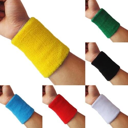 1PC Colorful Cotton Unisex Sports Sweatband Wristband Wrist Protector Running Badminton Basketball Brace Terry Cloth Sweat Band