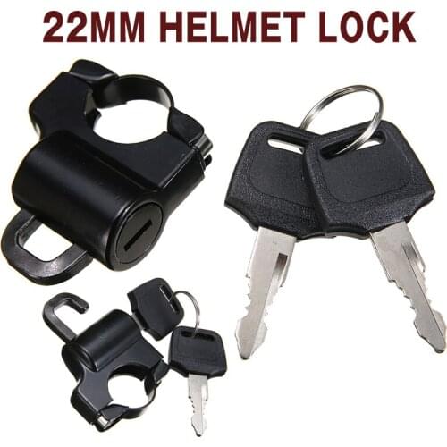 1pc Motorcycle Helmet Lock Anti-Theft Helmet Security Lock Metal 22mm Handlebar Black With 2 Keys Set Parts