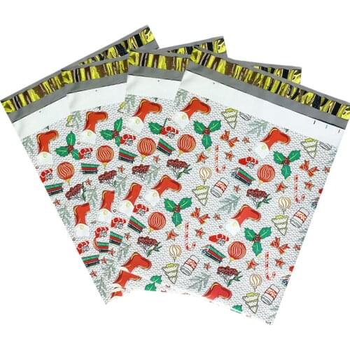 100Pcs Christmas Gift Courier Bag Colorful Plastic Courier Storage Bags Self Adhesive Shipping Mailing Bag 26x33cm/28x40cm