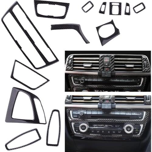 13Pcs Car Carbon Fiber Interior Trim Decor Cover Styling Fit for BMW 3 4 Series F30 F31 F32 F33 F34
