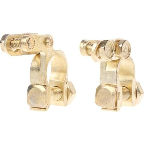 2Pcs Durable Replacement Auto Car Battery Terminal Clamp Clips Brass Connector 37MB