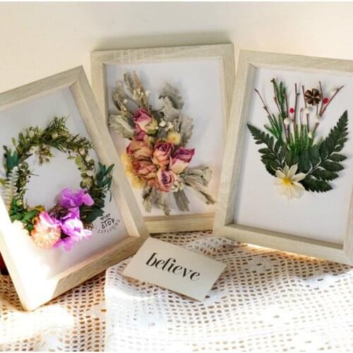 Handmade 3D Dried Flower Plant Photo Frame Desktop Crafts Ornaments Ins Nordic Eternal Flower Picture Frame Wall Hanging Decor