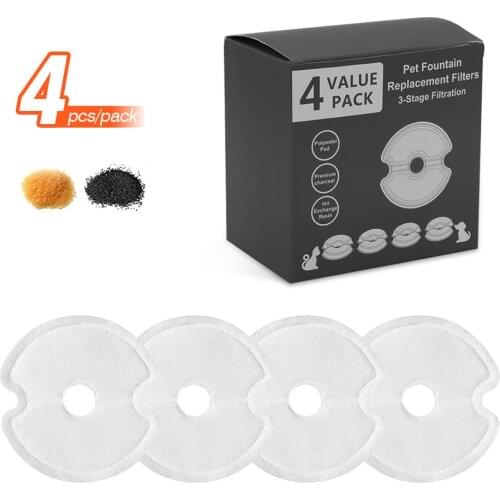 4pcs Cat Water Fountain Filters Replacement Activated Carbon Filter For Cat Water Dispenser Drinking Fountain Replaced Filters