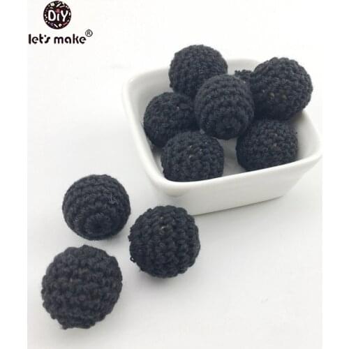 Lets make Baby Teether Colorful Crochet Beads 20mm 5pcs DIY Teething Necklace Pacifier Clip Chains Accessories Wooden Teether