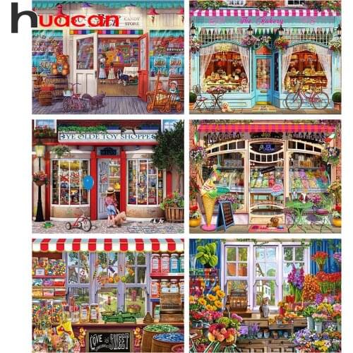 Huacan Diamond Embroidery 5D Store Full Drill Diamond Painting Landscape Mosaic Cross Stitch Arts And Crafts Home Decoration