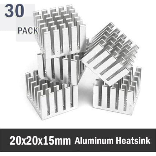30Pcs Gdstime 20x20x15mm Aluminum Extruded Cooler Aluminum Heatsink 20mm x 15mm FOR IC PC CPU High Power LED