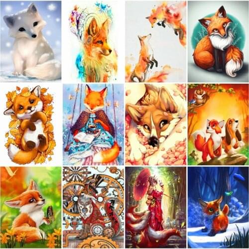 AZQSD Full Drill Diamond Painting Fox Cross Stitch Picture Of Rhinestones Diamond Embroidery Animal Mosaic Handicraft Home Decor