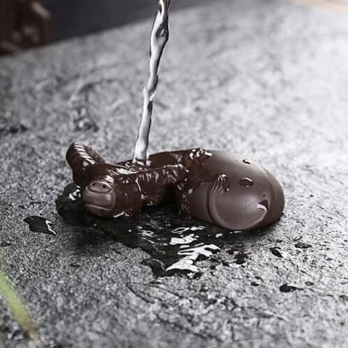 Calf Purplue Sand Tea Pet Home Tea Tray Ornament Handmade Boutique Tea Carve Tea Tray Living Room Figurines Tea Accessories