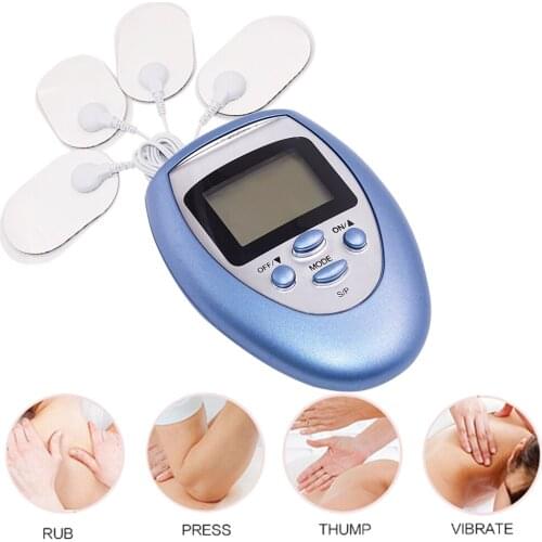 4 Electric Pads Digital Tens Machine for Pain Relief Pulse body neck back Massage EMS Muscle Stimulation Tens Electroestimulador