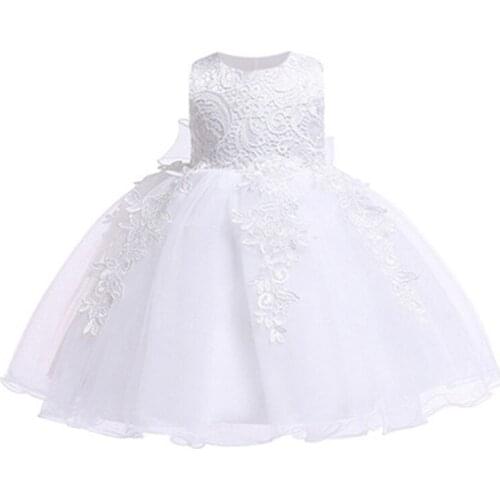 Princess Kids Baby Girls Dress Lace Flower Tulle Christening Gowns Tutu For Babies 1st Birthday Outfits Toddler Baptism Cosutme