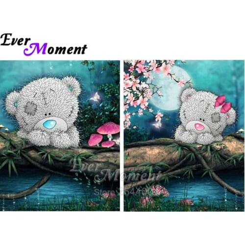Ever Moment DIY 5D Diamond Painting Cross Stitch Diamond Embroidery Tatty Teddy Girl Bear Moon Flower Gift for Child ASF786