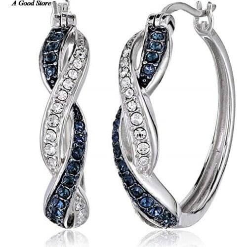 European And American Fashion Two-tone Cubic Zirconia Earrings Fashion Jewelry