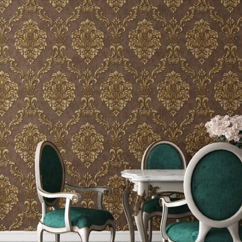 European Thicken Waterproof PVC 3D Floral Wall Papers Home Decor Damask Wallpaper for Living Room Bedroom Background Walls Mural