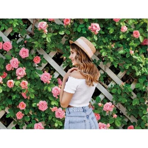 Spring Pink Floral Backdrop Green Leaves Fence Flower Bridal Baby Shower Birthday Party Wall Decor Banner Easter Wedding Kids