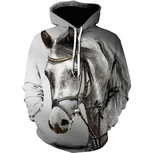 2021 Autumn and winter Animal horse 3D Print hoodies Hip Hop Fashion Sweatshirt Fashion hoodie Personality teens Sportswear