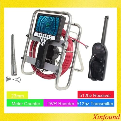 7mm Cable 23mm Auto self balancing DVR counter Endoscope pipe camera pipe camera with 512hz sonda transmitter and 512hz locator