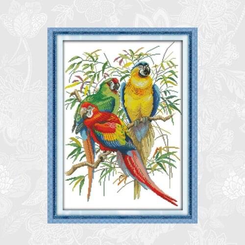 Scarlet Macaw Paintings Cross Stitch Printed Canvas DIY Handmade Embroidery Sets for Needlework DMC Cotton Thread Crafts