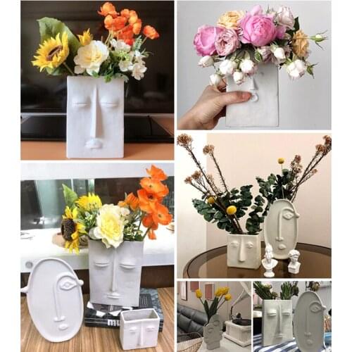 Nordic ins Home Decor Ceramic Vase for Flowers Human Face Design Decoration Home Vase luxury Pot For Dried Flower white vase