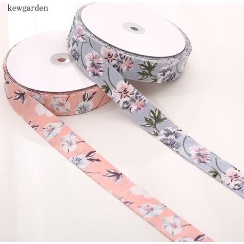 Kewgarden Wholesale Printed Floral Chiffon Ribbons 1-1/2" 40mm Handmade Tape DIY Bowknot Satin Ribbon Riband 10 Yards