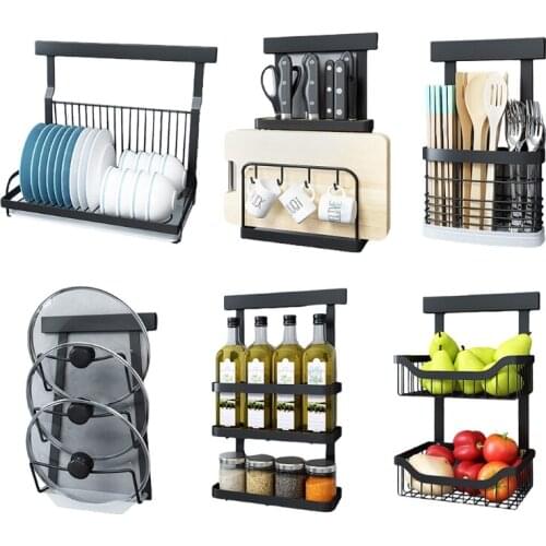 Kitchen Organizer Storage Wall Mount Spice Rack Bowl Dish Cutlery Shelf Stainless Steel Drainer Holder Accessories
