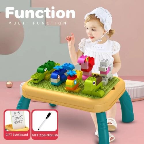Multi-functional Big Size Building Blocks Tables Creative Drawing Board Desk Children Study Desk Bricks Storage Table Toys Gifts