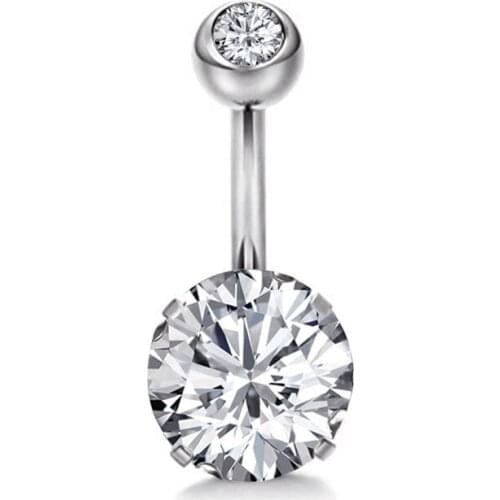 Trendy Crystal Double CZ Bar Belly Button Ring Gold Navel Piercing Ombligo 5/8mm Ball Nombril Sexy Body Jewelry Drop Shipping