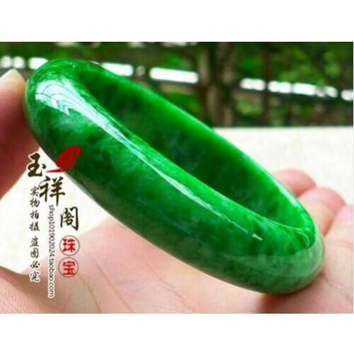 Natural Burmese female emerald green jade bracelet 55-62mm