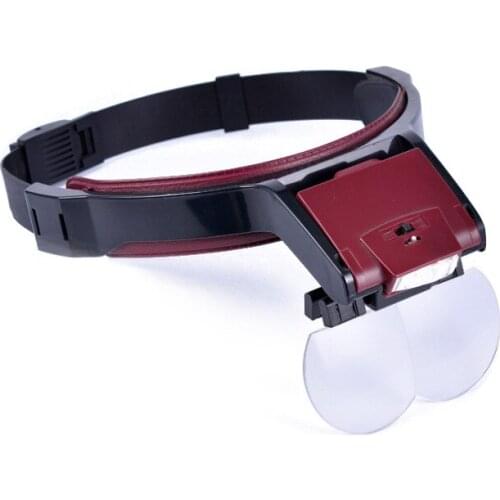 Wearing Magnifier 1.7X 2X 2.5X 3.5X Magnifying Glass Loupe with LED Light Jewel Repair Illumination Helmet Style Headband