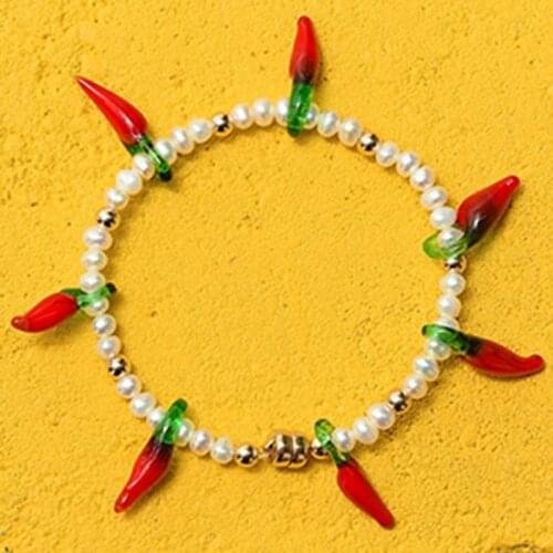 Natural Freshwater Pearl Beads Stone For Women Jewelry Glass Small Pepper Pendant Necklace New Jewelry Bohemian Womens Bracelet