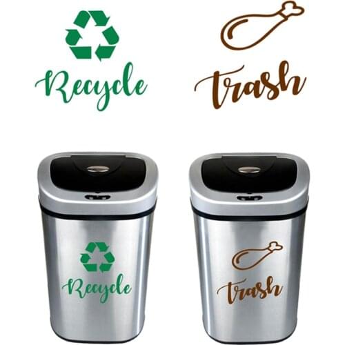 Recycle and Trash Sign Decals Trash Bin in Wall Plastic Green Recycling Vinyl Sticker Deocr Trash Logo Decal Stickers