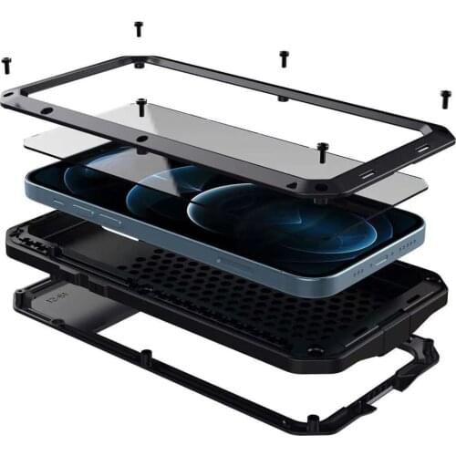 Shockproof Silicon Funda Heavy Duty Metal Case for iPhone 12 Mini 11 Pro XS Max 12pro XR X 7 8 Plus Full Protection Bumper Cover