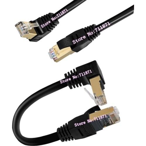 Right Angle 8P CAT7 CAT 7 Bend UP Network Rj45 Cable Line 90 Degree 8P Bend UP 7 CAT Rj45 Ethernet network line cable wire cord