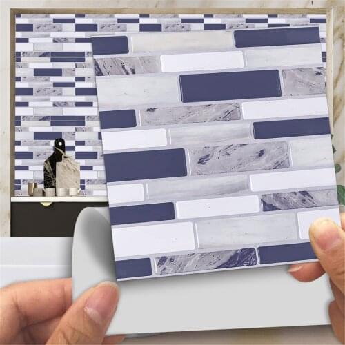 10Pcs/Set Self Adhesive Tile 3D Sticker Kitchen Bathroom Wall Sticker Decoration Creative PVC Home Decor Films Wallpaper