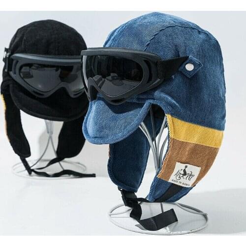 Women Men Windproof Cap With Glasses Autumn Winter Cycling Keep Warm Earflap Hat ski masks