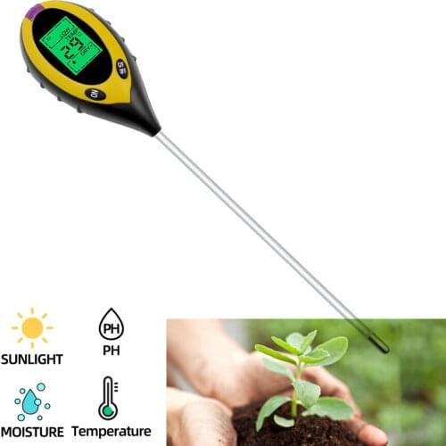 4 In 1 Soil Tester Meter Soil PH Tester Illumination Temperature Humidity Meter Tester Probe Sunlight Plants Crops Garden Tools