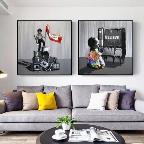 Street Graffiti Art Chasing Dreams Canvas Painting Wall Art Posters Prints Wall Pictures for Living Room Home Wall Cuadros Decor