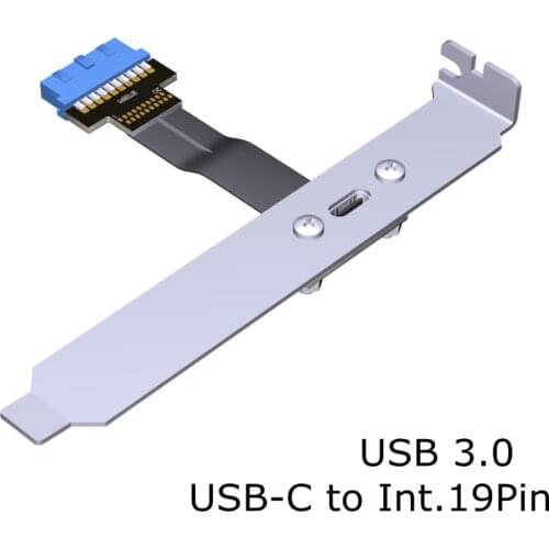 USB3.0 USB-C to Int.19Pin Extension Cable USB 3.0 type-C to 19P/20P Motherboard Front and Rear With PCI baffle For ITX A4 Case