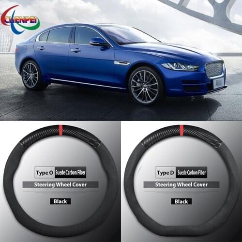 Four Seasons Universal Non-Slip Carbon Fiber Suede Steering Wheel Cover For Jaguar XEL Car Interior Accessories